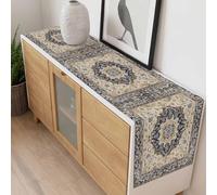 Vintage Flower Pattern Table Runner 14x72 inch Blue Traditional Bohemian Cotton Linen Dining Table Runner Ideal for Dresser Kitchen Coffee Tables - Machine Washable