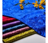 Vintage Flower Pattern Velvet Fabric 3D Embossed Flower Pattern Velvet Fabric for Sewing Crafts Cushions Apparel Costume Sold by Meter(Color:4 Light Coffee)