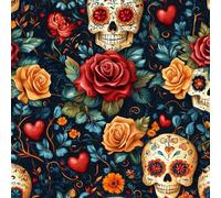 Vintage Flower Skull Peel and Stick Wallpaper 0.52×10 m Removable Self Adhesive Plants Rose Contact Paper Sticky Back Thicken Waterproof Matte Wall Paper for Living Room Bedroom Furniture Decorate