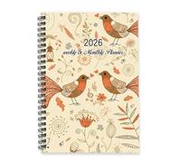 Vintage Flowers 2026 Notebook A5 To Do List Notebook Agenda Mens Journal 2026 Diary/Planner for Exercise Week To View Monthly Year Diary Planner with Dotted Line Note Page Slim