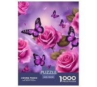 Vintage Flowers And Butterfly Jigsaw Puzzles Puzzle for Adults Kids. 1000 Piece Impossible Challenge Toy Educational Games Home Decoration for Adults& Kids Age 14 Years Up 70x50cm/1000pcs