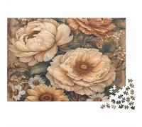 Vintage Flowers-Botanical Art Style 1000 Piece Puzzles for Adults with No Puzzle Dust Colourful Jigsaws for Anxiety Relief Games during Family Puzzle Night 38x26cm/1000pcs