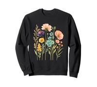 Vintage Flowers for Women Boho Floral Wildflowers Sweatshirt