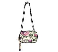 Vintage Flowers Green Leaves West Crossbody Purse for Mens Beauty with Credit Card Slots Side Bags Walk the dog