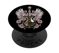 Vintage Flowers Guitar Rock and Roll Wild Spirit Music Lover PopSockets Adhesive PopGrip