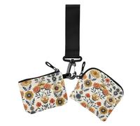 Vintage Flowers Retro Women's Coin Pouches Card Holder Mini Fashion Identity Card Protector with Zipper Pocket for Woman 2 Pcs, vintage flowers retro, One Size, Casual