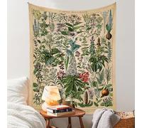 Vintage Flowers Tapestry 48” x 36”, Long Vertical Wall Hanging Reference Illustrative Botanical Tapestries for Bedroom Aesthetic Floral Tapistry Botanical Plants Tapestry Wall Hanging Cute Bedroom