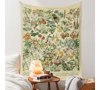 Vintage Flowers Tapestry 48” x 36”, Long Vertical Wall Hanging Reference Illustrative Botanical Tapestries for Bedroom Aesthetic Floral Tapistry Botanical Plants Tapestry Wall Hanging Cute Bedroom