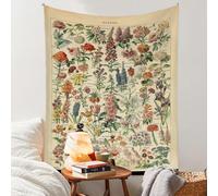 Vintage Flowers Tapestry 48” x 36”, Long Vertical Wall Hanging Reference Illustrative Botanical Tapestries for Bedroom Aesthetic Floral Tapistry Botanical Plants Tapestry Wall Hanging Cute Bedroom