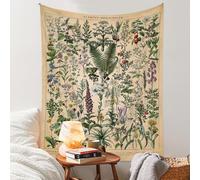 Vintage Flowers Tapestry 48”x36”, Long Vertical Wall Hanging Reference Illustrative Botanical Tapestries for Bedroom Aesthetic Floral Tapistry Botanical Plants Tapestry Wall Hanging Cute Bedroom Decor