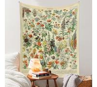 Vintage Flowers Tapestry 48”x36”, Long Vertical Wall Hanging Reference Illustrative Botanical Tapestries for Bedroom Aesthetic Floral Tapistry Botanical Plants Tapestry Wall Hanging Cute Bedroom Decor