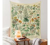 Vintage Flowers Tapestry 48”x36”, Long Vertical Wall Hanging Reference Illustrative Botanical Tapestries for Bedroom Aesthetic Floral Tapistry Botanical Plants Tapestry Wall Hanging Cute Bedroom Decor