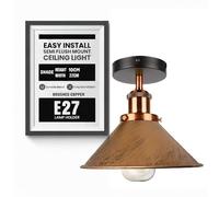 LEDSone Vintage Semi Flush Ceiling Light with E27 Holder 22cm Conical Lampshade Durable Metal Perfect for Kitchen Island, Living Room, Bedroom, Cafe, Restaurant Brushed Copper Without Bulb