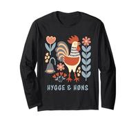 Vintage Folk Art Rooster Hygge & Høns Design Long Sleeve T-Shirt