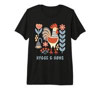 Vintage Folk Art Rooster Hygge & Høns Design Premium T-Shirt