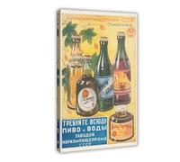 Vintage Food Poster Beer And Soda Soviet Canvas Poster Wall Art Decor Print Picture Paintings for Living Room Bedroom Decoration Frame-style 24x36inch(60x90cm)