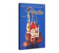 Vintage Food Poster Liquor Soviet Poster 2 Canvas Poster Wall Art Decor Print Picture Paintings for Living Room Bedroom Decoration Frame-style 24x36inch(60x90cm)