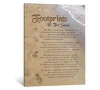 Vintage Footprints in The Sand Canvas Art HD Modern Wall Decor for Office Study Room Print Gift for Christians(Unframed,12x18inch(30x45cm))