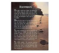 Vintage Footprints In The Sand Canvas Art HD Modern Wall Decor for Office Study Room Print Gift for Christians Inspirational Poem Quotes(Unframed,12x18inch(30x45cm))