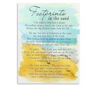 Vintage Footprints in The Sand Canvas Art HD Modern Wall Decor for Office Study Room Print Gift for Christians Inspirational Poem(Framed,12x18inch(30x45cm))