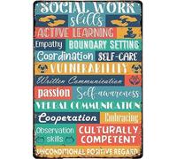 Vintage For Bedroom Social Worker Social Work Skills Active Learning Metal Sign Retro Rustic Pub Wall Decor Art Room Valentines Day Gift For Women Men 8x12 Inch