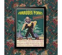 Vintage Forbidden Planet Retro 1950's 40's Sci-Fi Space Movie Monster Film Planet Wall Art Decor Print Photo (A3 Framed - White Frame)