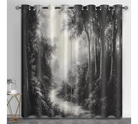 Vintage Forest Window Curtain Panels, Forest Path Kitchen Curtains, Natural Scenery Curtain for Windows Living Room Bedroom Study, 30.3" x 63", 2 Panels