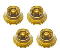 Vintage Forge Aged Relic Tinted Gold Top Hat Bell Knobs Compatible with Gibson Les Paul Electric Guitar (Set of 4) Fits 24 Fine-Spline USA (Imperial) Split Shaft Pots BK52US-GLD4