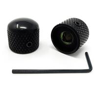 Vintage Forge Black Metal Rounded Dome Knobs compatible with Fender Telecaster Guitar and Precision P-Bass (Set of 2) 1/4 Inch Solid Shaft RK60US-BLK