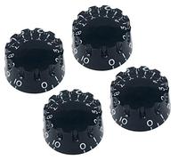 Vintage Forge Black Notched Speed Knobs Compatible with Gibson Les Paul SG Electric Guitar (Set of 4) Knurled Fits 24 Fine-Spline USA (Imperial) Split Shaft Pots NK24US-BLK4