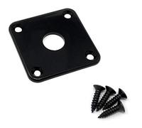 Vintage Forge Black Plastic Jack Plate for Gibson Les Paul Guitar with Screws Flat Square JPS100-BLK