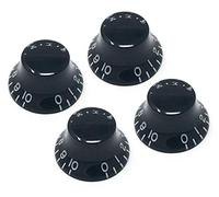 Vintage Forge Black Top Hat Bell Knobs Compatible with Gibson Les Paul Electric Guitar (Set of 4) Fits 24 Fine-Spline USA (Imperial) Split Shaft Pots Recessed RB24US-BLK4
