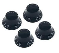 Vintage Forge Black Top Hat Bell Knobs Left Hand (Lefty) for Gibson Les Paul Electric Guitar (Set of 4) Fits 24 Fine-Spline USA (Imperial) Split Shaft Pots Recessed LB24US-BLK4