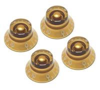 Vintage Forge Black Top Hat Bell Knobs Set of 4 | Compatible with Gibson Les Paul Electric Guitar 24 Fine-Spline USA Pots Replacement for RB24US-BLK4(Gold)