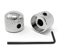 Vintage Forge Chrome Metal Rounded Dome Knobs compatible with Fender Telecaster Guitar and Precision P-Bass (Set of 2) 1/4 Inch Solid Shaft RK60US-CHR
