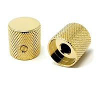 Vintage Forge Gold Flat-Top Fine Knurled Barrel Knobs compatible with Fender Telecaster Guitar and Precision P-Bass (Set of 2) 1/4 Inch Solid Shaft BK40US-GLD