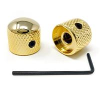 Vintage Forge Gold Metal Rounded Dome Knobs for Electric Guitar and Bass (Set of 2) 6mm Shaft with Set Screw RK60M-GLD