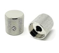 Vintage Forge Nickel Metal Flat Top Fine Knurled Barrel Knobs for Electric Guitar and Bass (Set of 2) 6mm Shaft with Set Screw BK40M-NKL