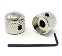 Vintage Forge Nickel Metal Rounded Dome Knobs compatible with Fender Telecaster Guitar and Precision P-Bass (Set of 2) 1/4 Inch Solid Shaft RK60US-NKL