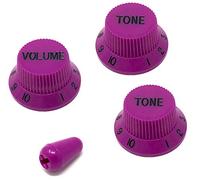 Vintage Forge Violet Guitar Control Knobs (1 Volume, 2 Tone, 1 Switch Tip) for Fender Strat Style Electric Guitars Fits USA (Imperial) Split Shaft Pots STKUS-VLT