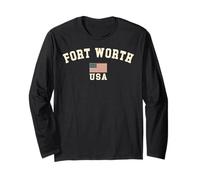 Vintage Fort Worth USA American Flag Texas Souvenir Retro Long Sleeve T-Shirt