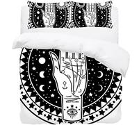 Vintage Fortune Teller Hand with Palmistry Diagram Comforter Set Bedding Set with 3D Printed Designs Bedset Including 1 Duvet Cover and 2 Pillow Cases 79" x 79"