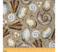 Vintage Fossil Fabric for Decoration by The Yard,Dinosaur Paw Print Outdoor Fabric for DIY Projects,Retro Paleontology Fabric for Room Decor and Upholstery,1 Yard