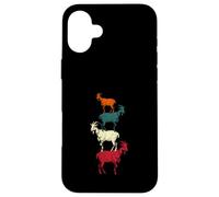 Vintage Four Buck Goats Over Each-Other Farmer Goat Lovers Case for iPhone 16 Plus