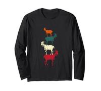 Vintage Four Buck Goats Over Each-Other Farmer Goat Lovers Long Sleeve T-Shirt