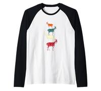 Vintage Four Buck Goats Over Each-Other Farmer Goat Lovers Raglan Baseball Tee