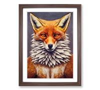 Vintage Fox Art Vol.1 Framed Print | A2 Walnut Framed Wall Art | Ready to Hang | Classic Animal Picture | Living Room Bedroom Lounge Office