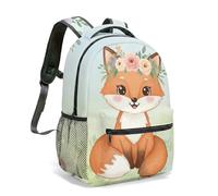 Vintage Fox Deer Print Backpack 16 Inch Woodland Forest Camping Illustration Daypack Animals Scenery Artistic Rucksack for Travel (12)