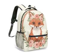Vintage Fox Deer Print Backpack 16 Inch Woodland Forest Camping Illustration Daypack Animals Scenery Artistic Rucksack for Travel (11)