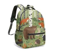 Vintage Fox Deer Print Backpack 16 Inch Woodland Forest Camping Illustration Daypack Animals Scenery Artistic Rucksack for Travel (10)